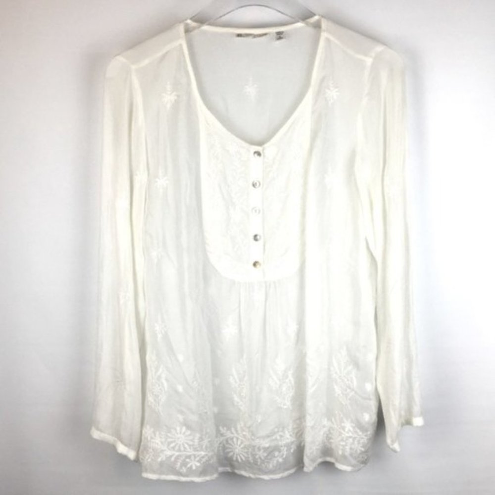 J. Jill Uncommon Threads Boho Tunic White SP